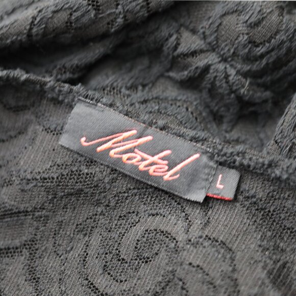 Stylish Motel Black Lace Romper V-Neck & Flare Sleeves - Picture 4 of 5